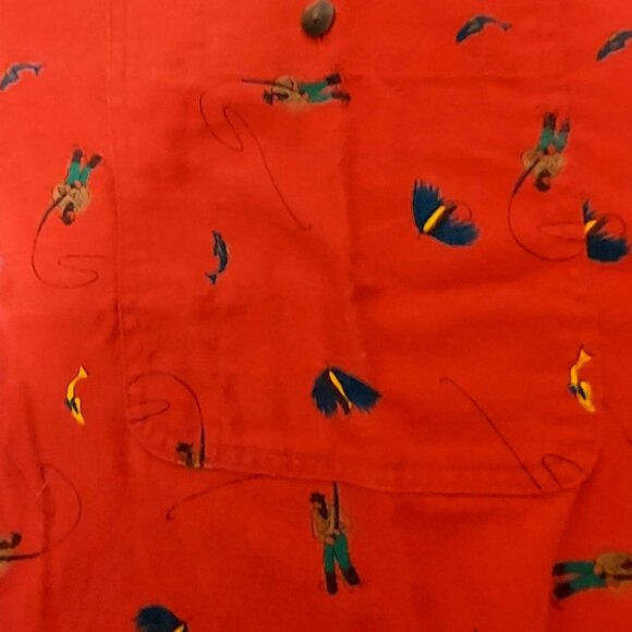 Nautica Mens Red Fishing Shirt  Sz M  Pointed Collar Long Sleeves Button Down - Picture 7 of 9